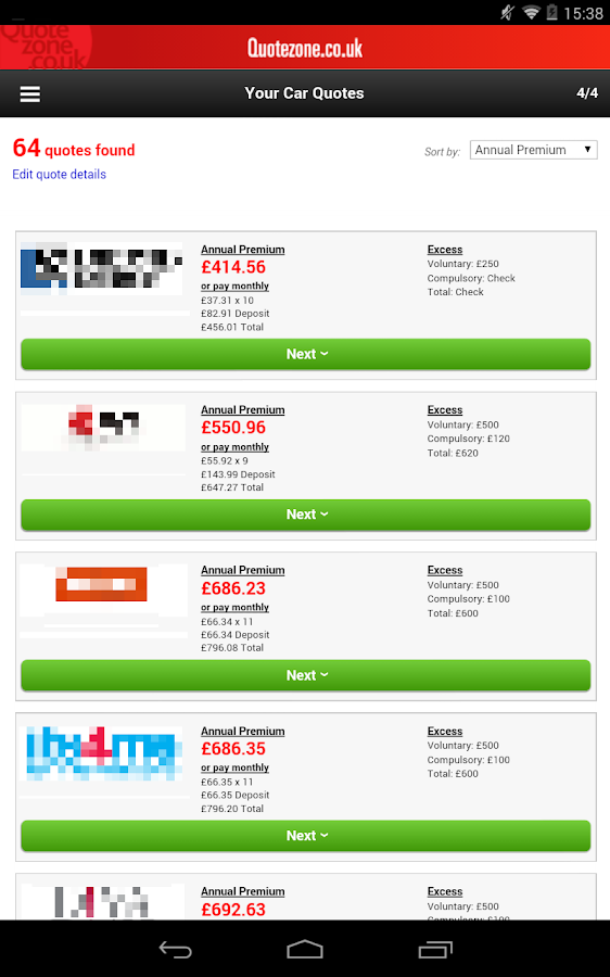 Car Insurance Quote Comparison - screenshot