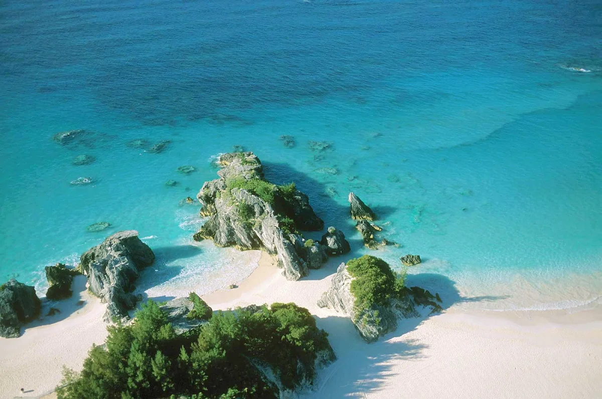 Peel-Rock-Bermuda - An aerial view of Peel Rock Cove, a great getaway in Warwick Camp, Bermuda. 