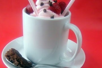 Raspberry Chocolate-Chocolate Chip Mug Brownie Cakes
