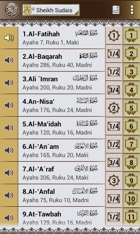 Senarai Surah Al Quran 30 Juzuk