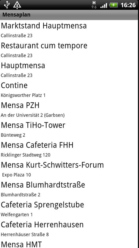 Android application Mensaplan screenshort
