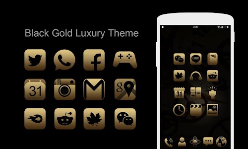 Android application BlackGold Theme -Icon Pack, HD screenshort