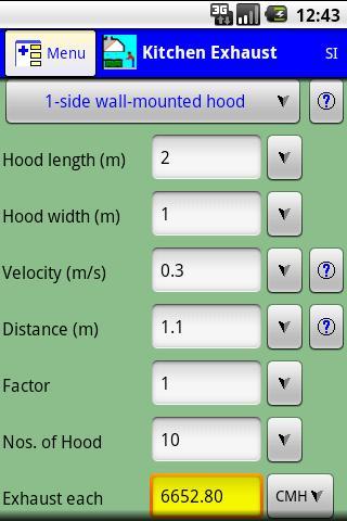 Kitchen hood exhaust calc