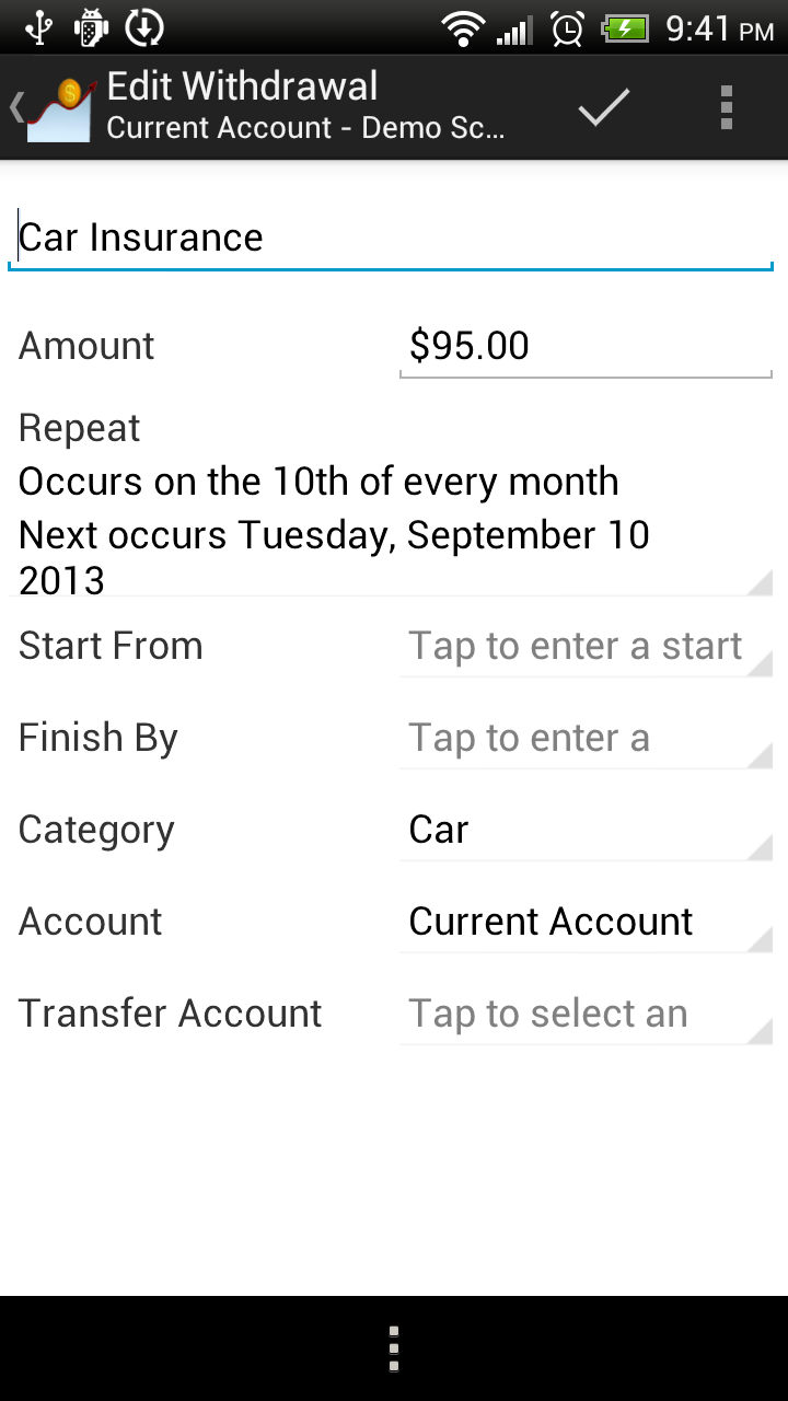 My Cashflow &amp; Budget Screen 3