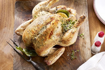 Lemon & thyme butter-basted roast chicken & gravy