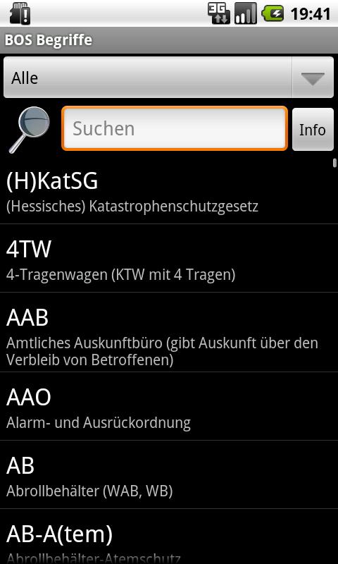 Android application BOS Begriffe screenshort