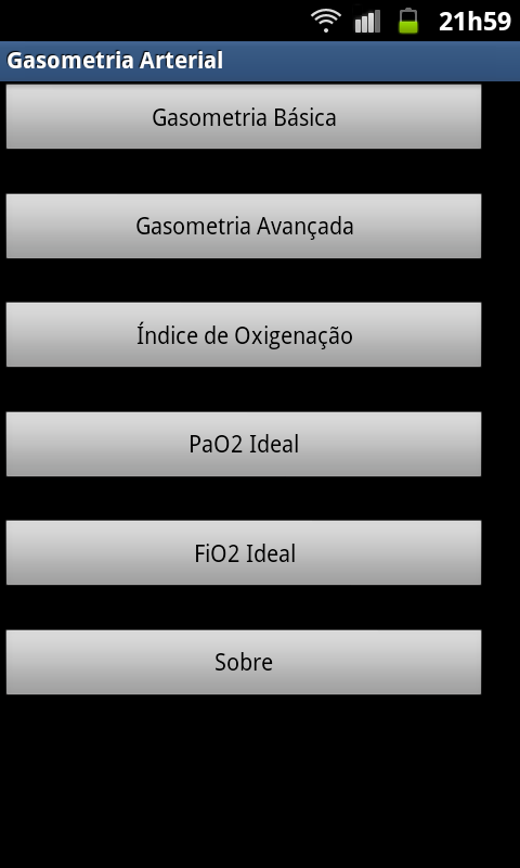 Android application Arterial Blood Gases screenshort