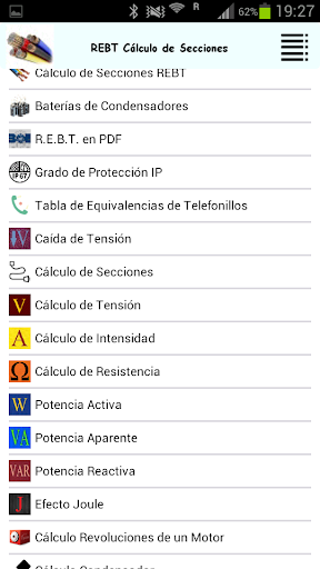 REBT Cálculo de Secciones