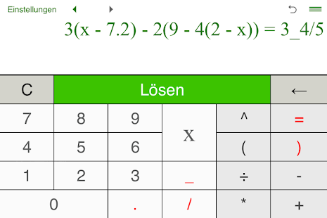 Lineare Gleichungen lösen Screen 3