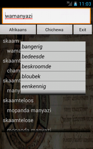 Afrikaans Chichewa Dictionary