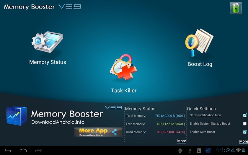 Memory Booster Tablet Version Screen 1