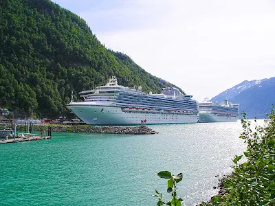 The ships Pacific Princess and Diamond Princess in Skagway, Alaska.