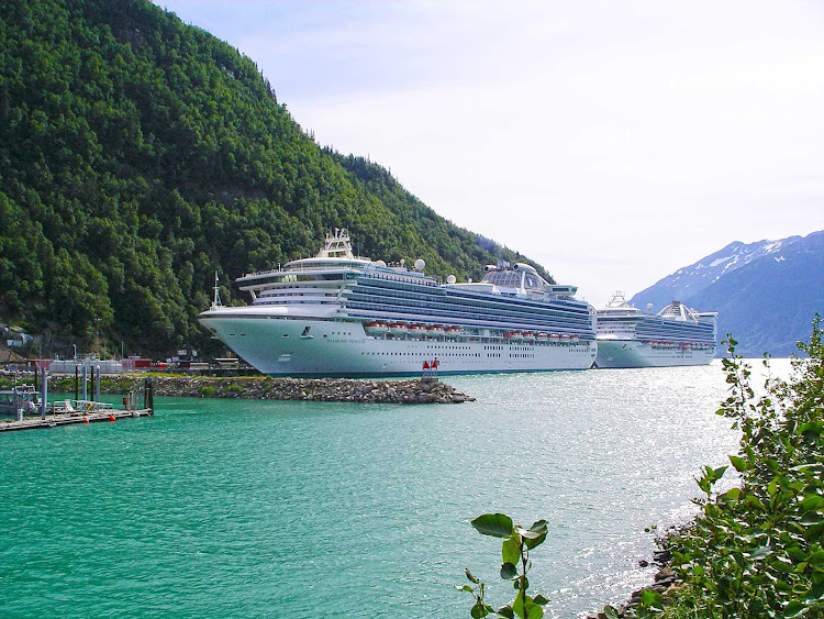 The ships Pacific Princess and Diamond Princess in Skagway, Alaska.