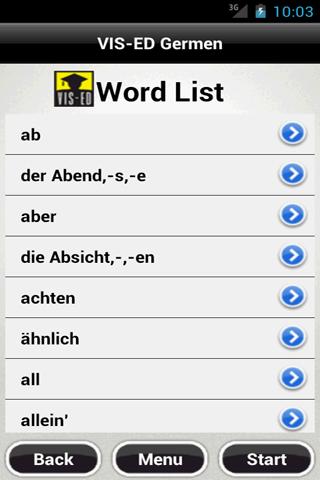 VIS-ED German Flash Card App