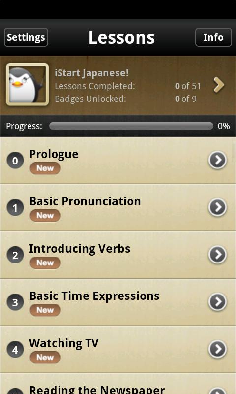 iStart Japanese! Android Screen 1