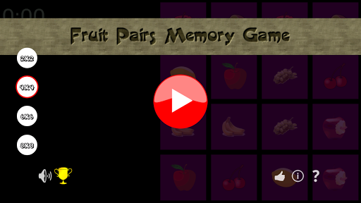 Memory Game: Fruit pairs match