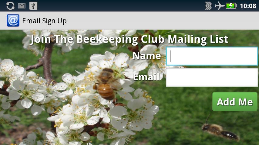 Android application Email Sign Up screenshort