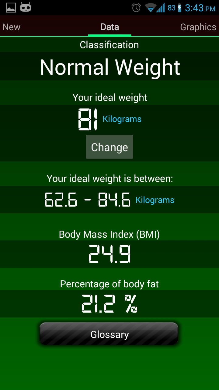 Android application Weight Recorder BMI PRO screenshort