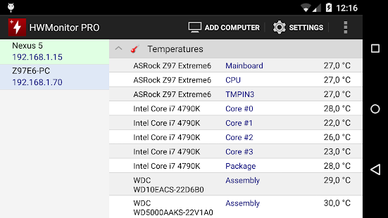 HWMonitor PRO - náhled