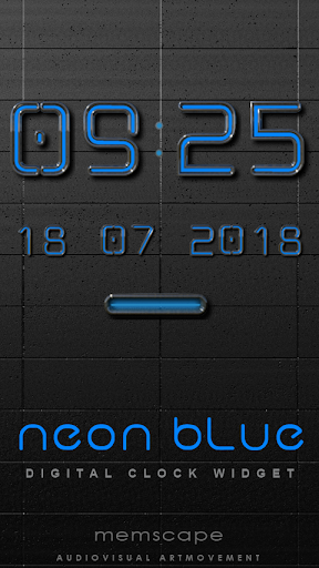 NEON BLUE Digital Clock Widget