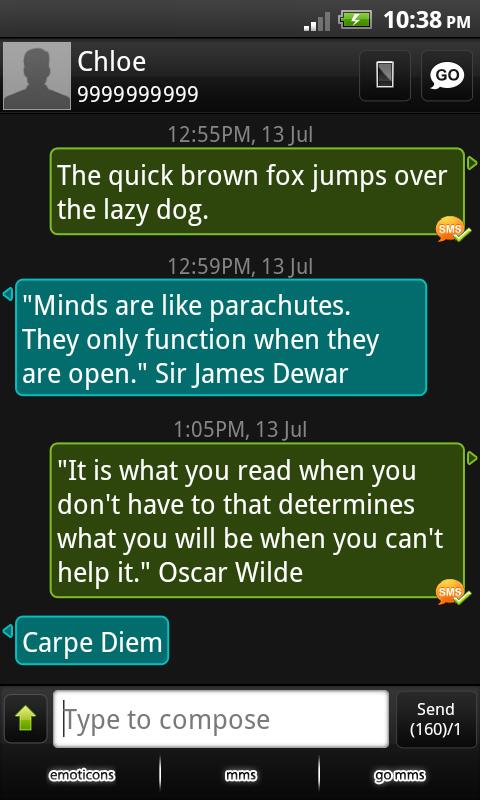 GO SMS Theme Ultimate Dark Screen 2
