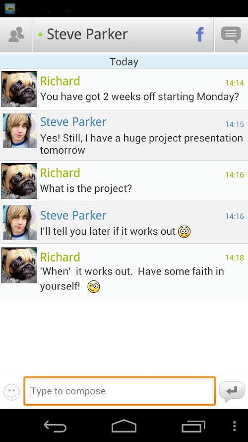 Android application IM+ Pro screenshort