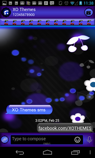 GO SMS Theme Blue Bokeh Cherry