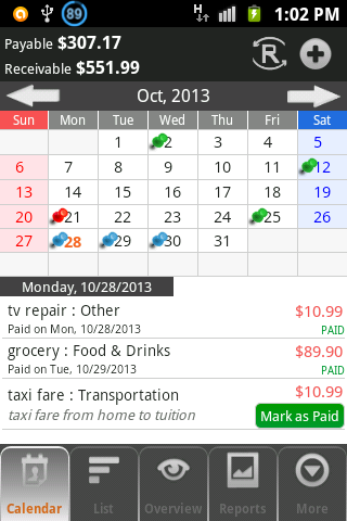 Android application Bills + screenshort