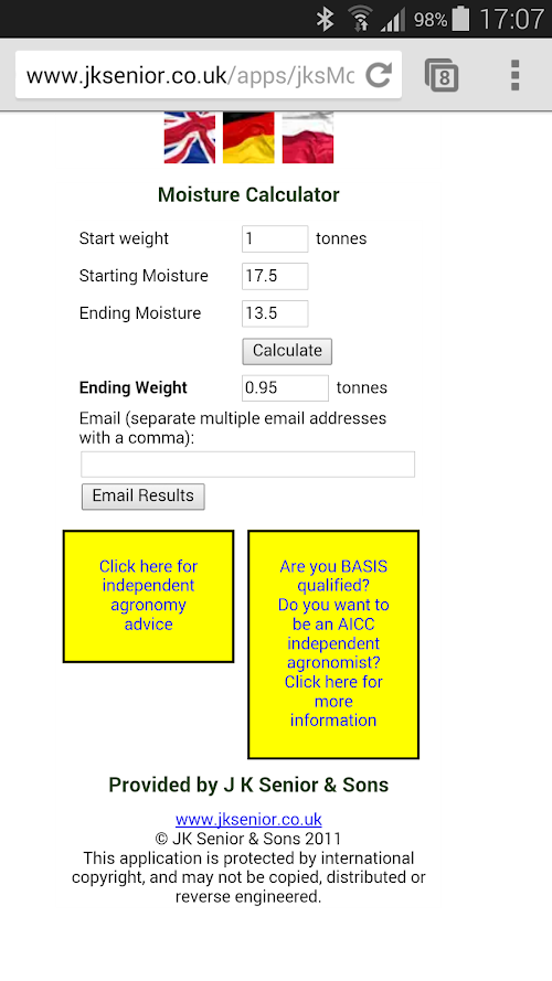 Android application Grain Moisture app screenshort
