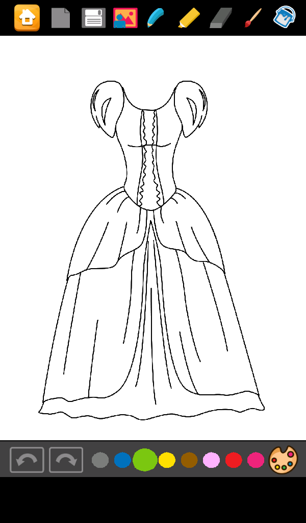 Gambar Mewarnai Gaun