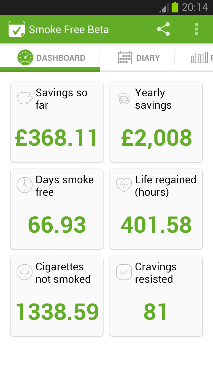 Android application Smoke Free - quit smoking now screenshort