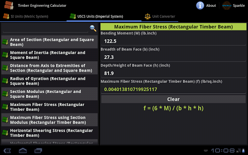 Timber Engineering Calc Tablet