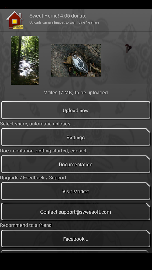 Android application Sweet Home Image Backup Donate screenshort