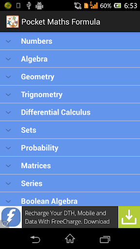 Pocket Maths Formula