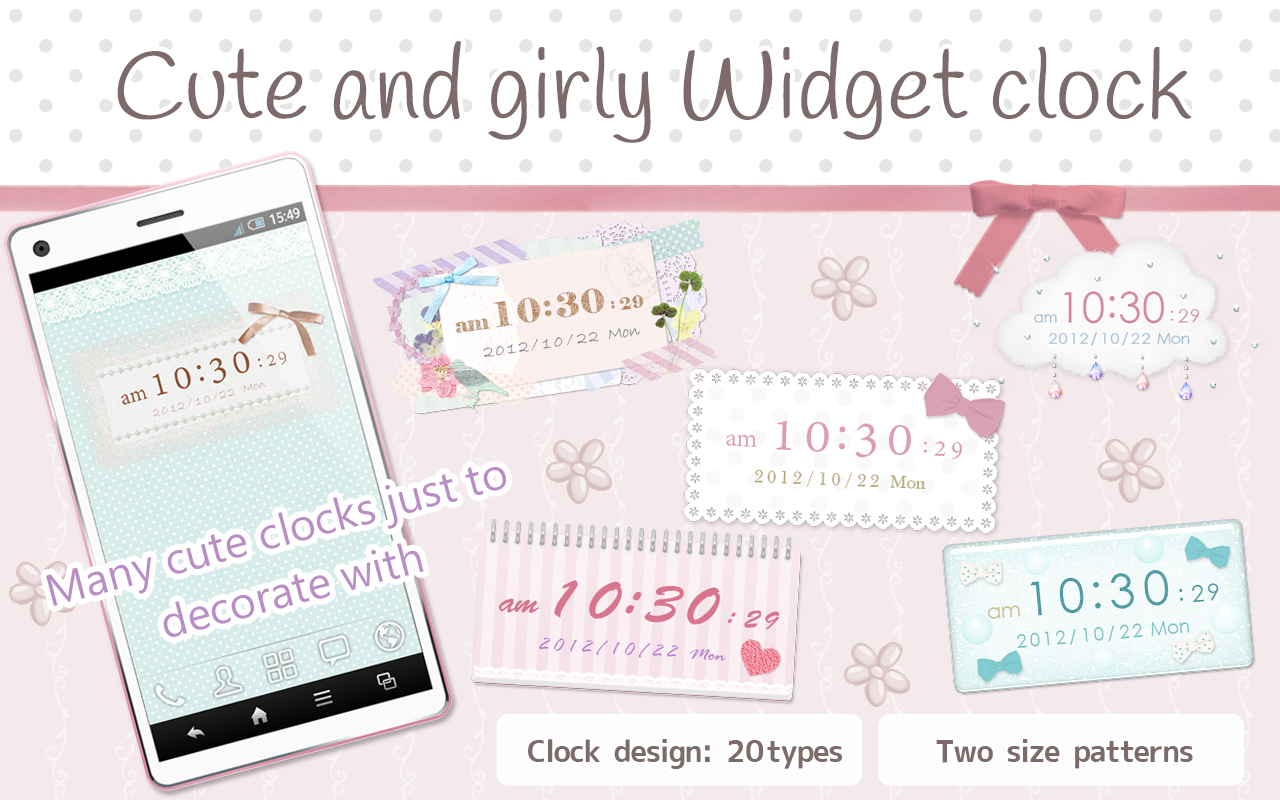   Cute and girly Clock Widget- ekran görüntüsü 