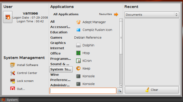 ubuntu system panel, Start menu for ubuntu, linux mint