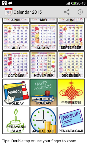 馬來西亞日曆 2015 + 小工具