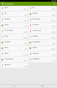 My shopping list with widget