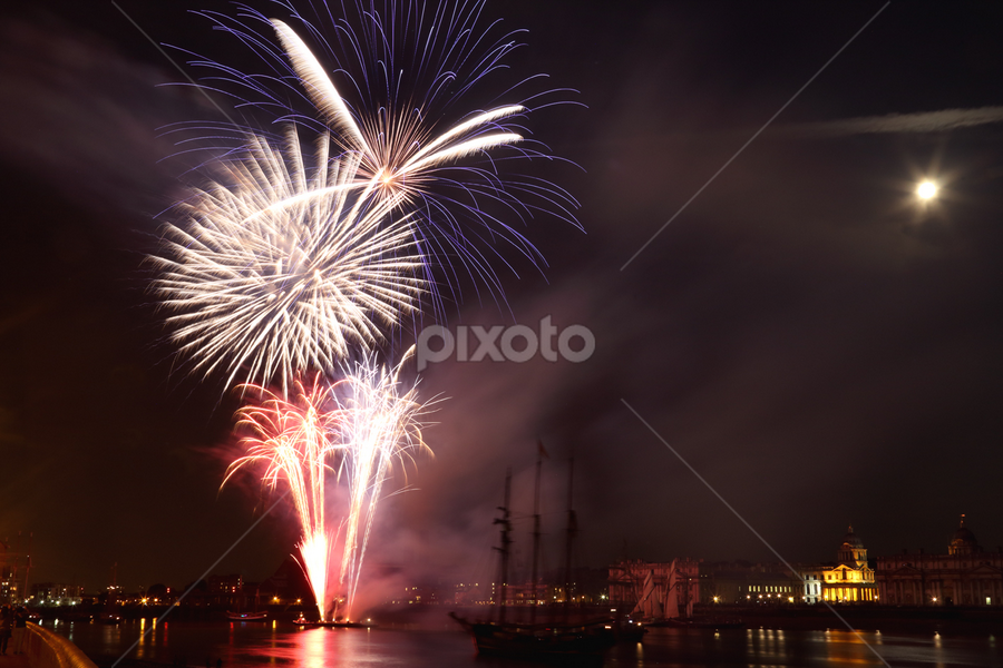 Fireworks and Super Moon at Greenwich Tall Ships Festival by Bill Green - News & Events Entertainment