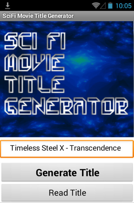SciFi Movie Title Generator Screen 3