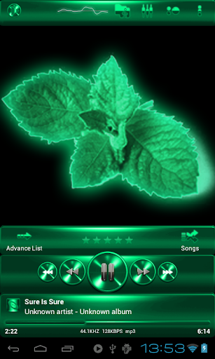 Poweramp skin SPEARMINT METAL