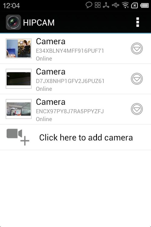 Android application HIPCAM screenshort