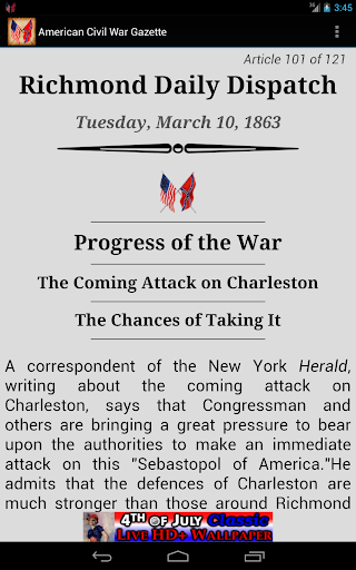 【免費教育App】1863 Mar Am Civil War Gazette-APP點子