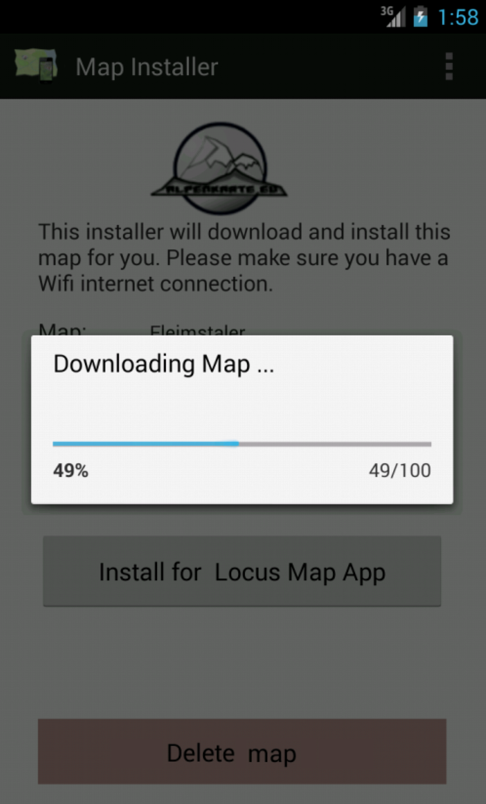 Android application STUBAI ALPS winter sports map screenshort
