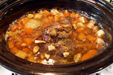 Slow Cooked Pulled Lamb with White Wine & Root Vegetables