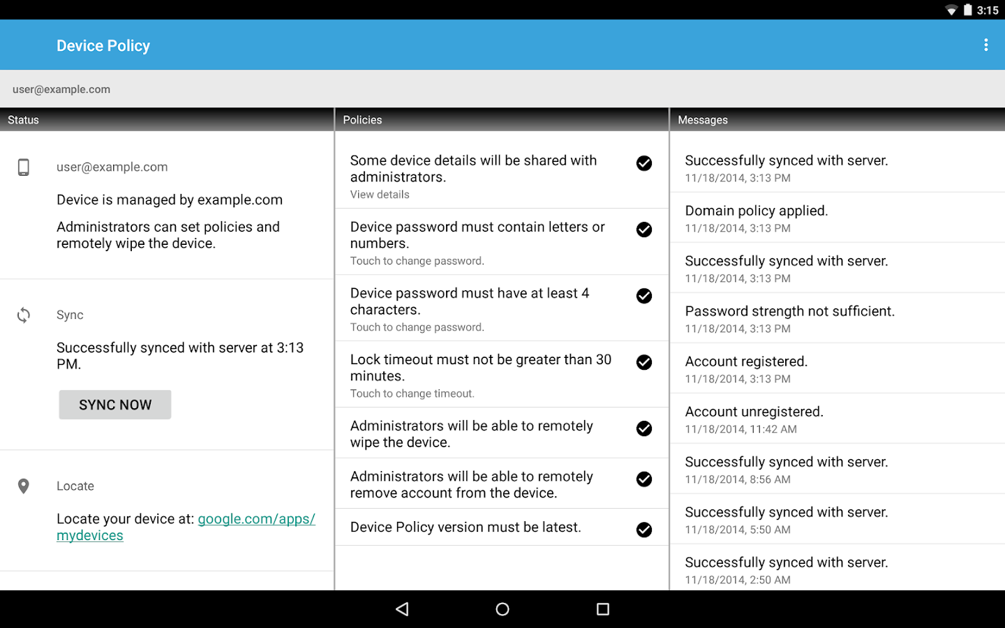 Google Apps Device Policy / Google Apps Device Policy screenshot