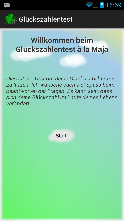 Android application Glückszahlentest screenshort