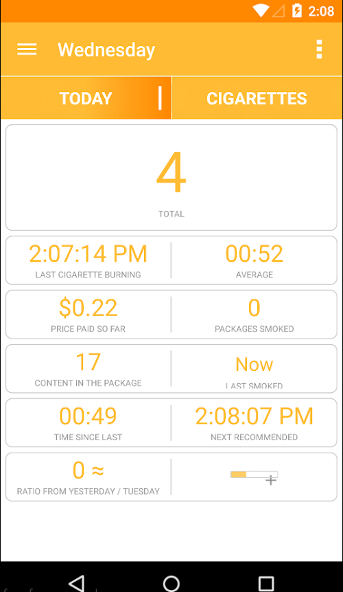 Android application Cigarettes Control (Pro) screenshort