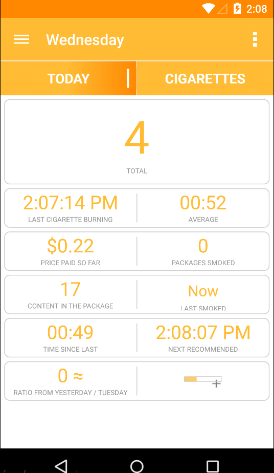 Cigarettes Control (Pro) Screen 1