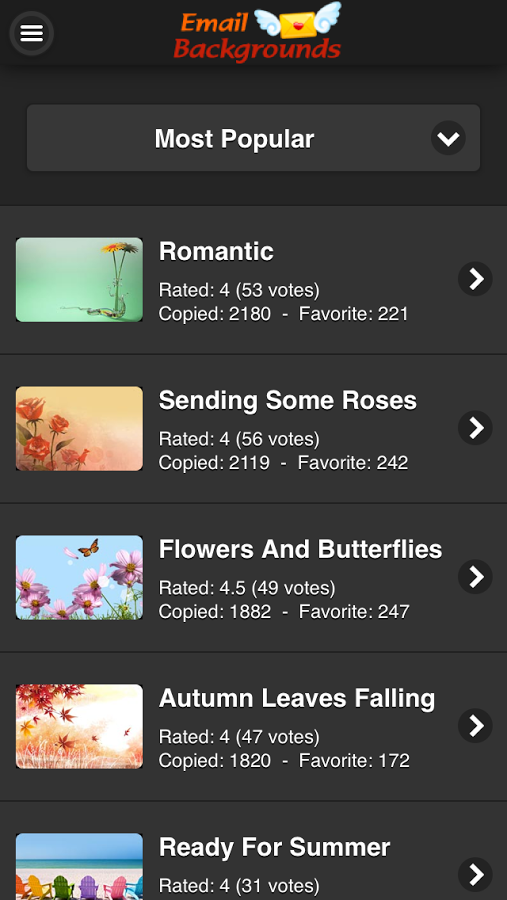 Android application Email Backgrounds Pro screenshort
